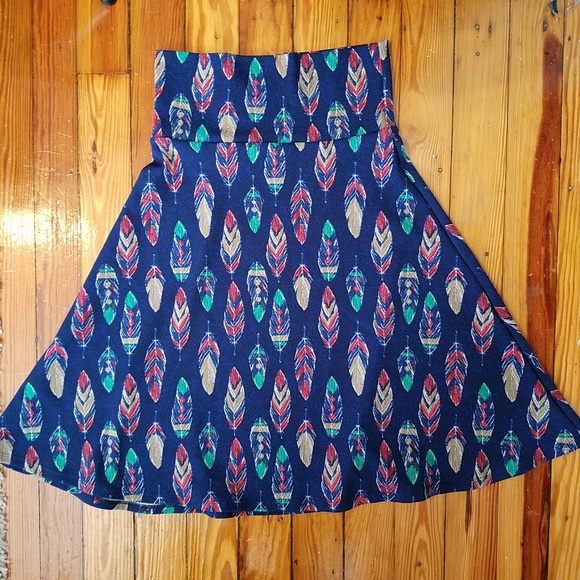 LuLaroe Azure Feather Skirt Small - Picture 3 of 4